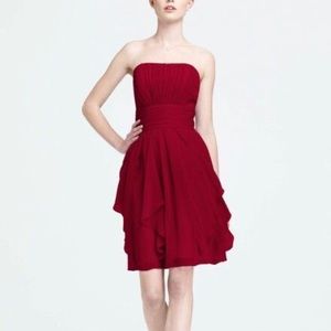 David’s Bridal Red Strapless Cocktail Dress